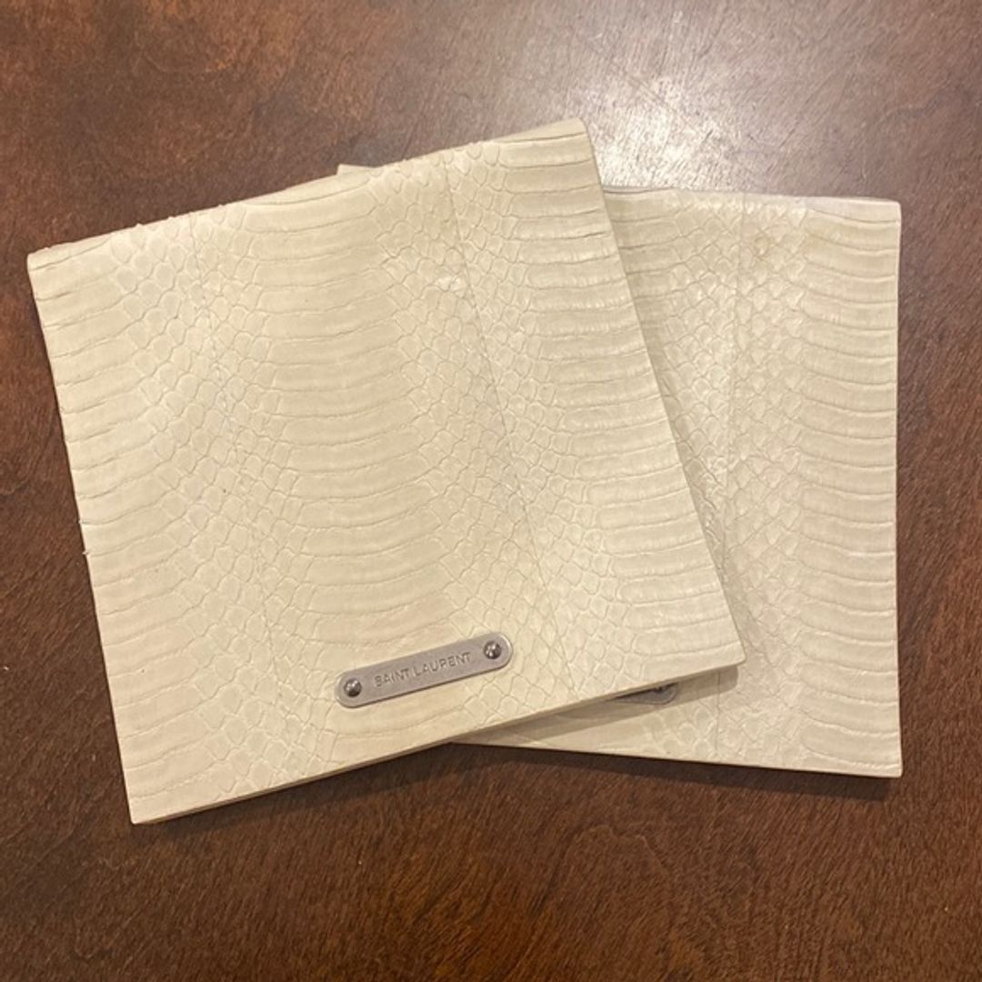 Vintage Leather Envelope Pouch Cream