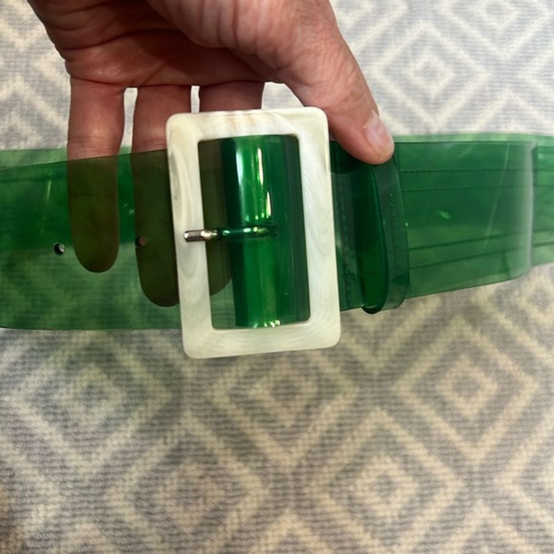 TIBI green pvc belt