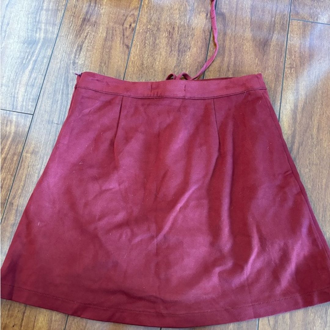 Red Suede Mini Skirt