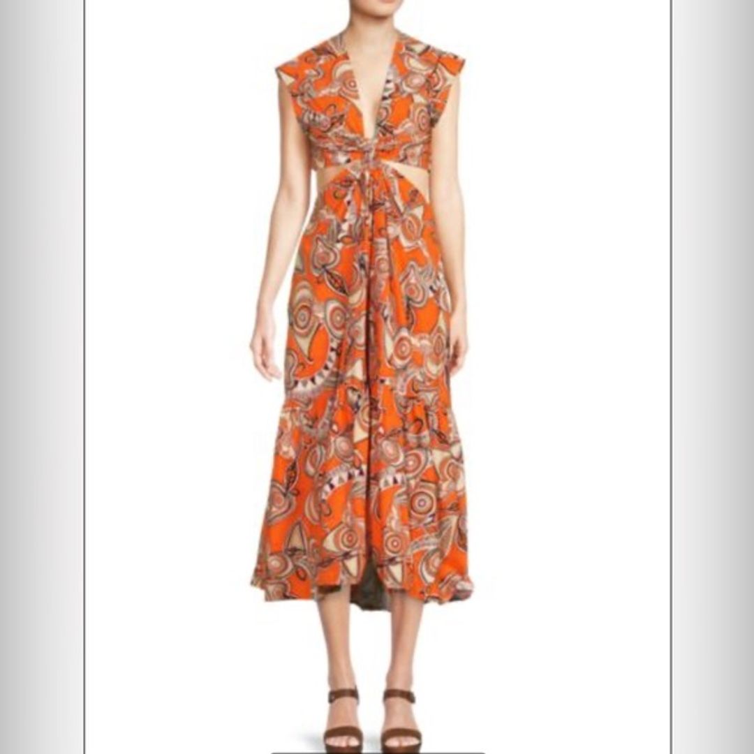Alexandria Printed Cut Out Midi-Dress