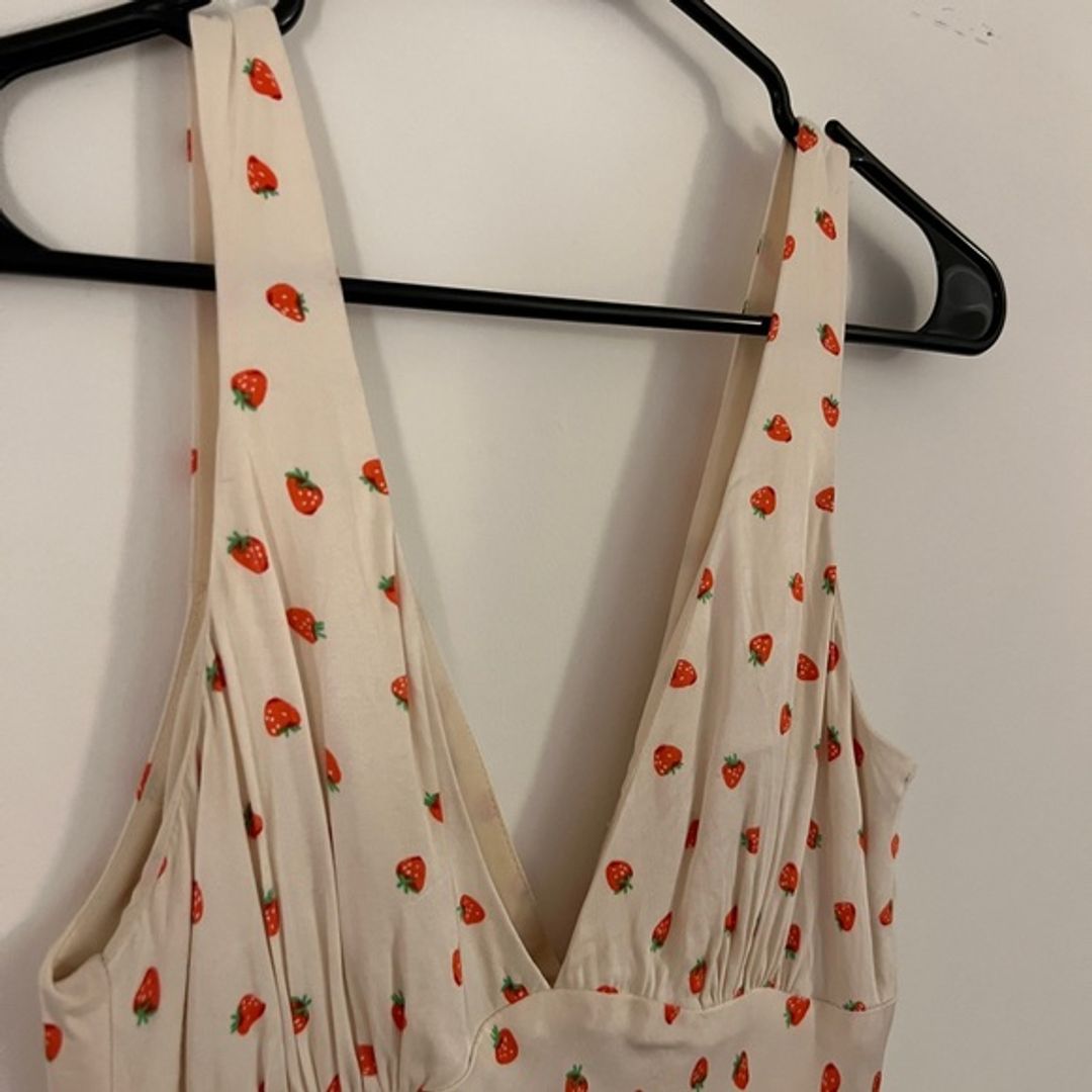 Zara Viral Strawberry Plunge V Neck Satin Dress