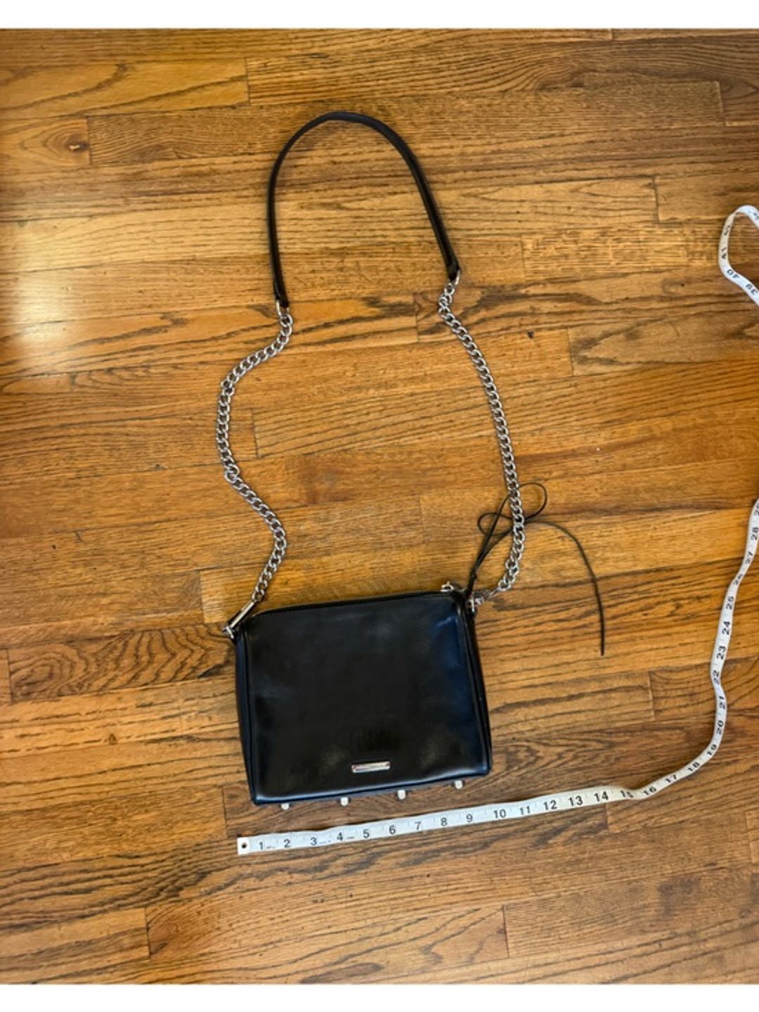 Rebecca Minkoff Black Leather Silver Hardware Crossbody Chain Bag