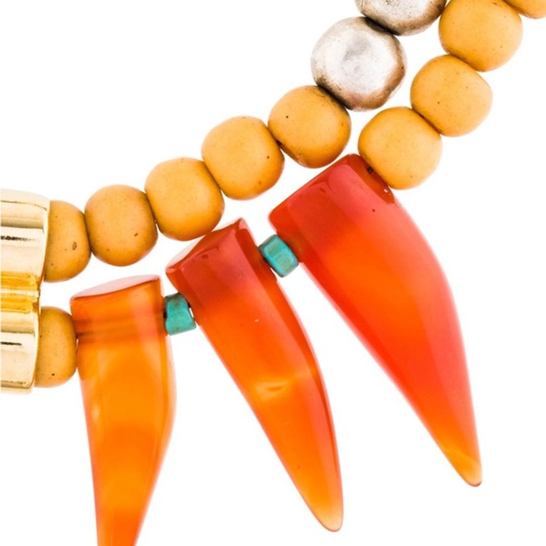 Lizzie Fortunato Gold-Tone Necklace with Resin, Carved Carnelian & Bead Turquoise