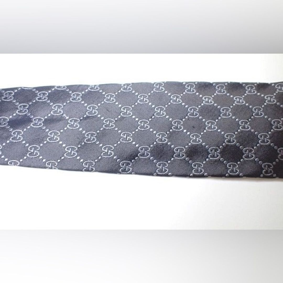 Vintage Y2K Tom Ford Era Black GG Guccissima Silk Tie w Box