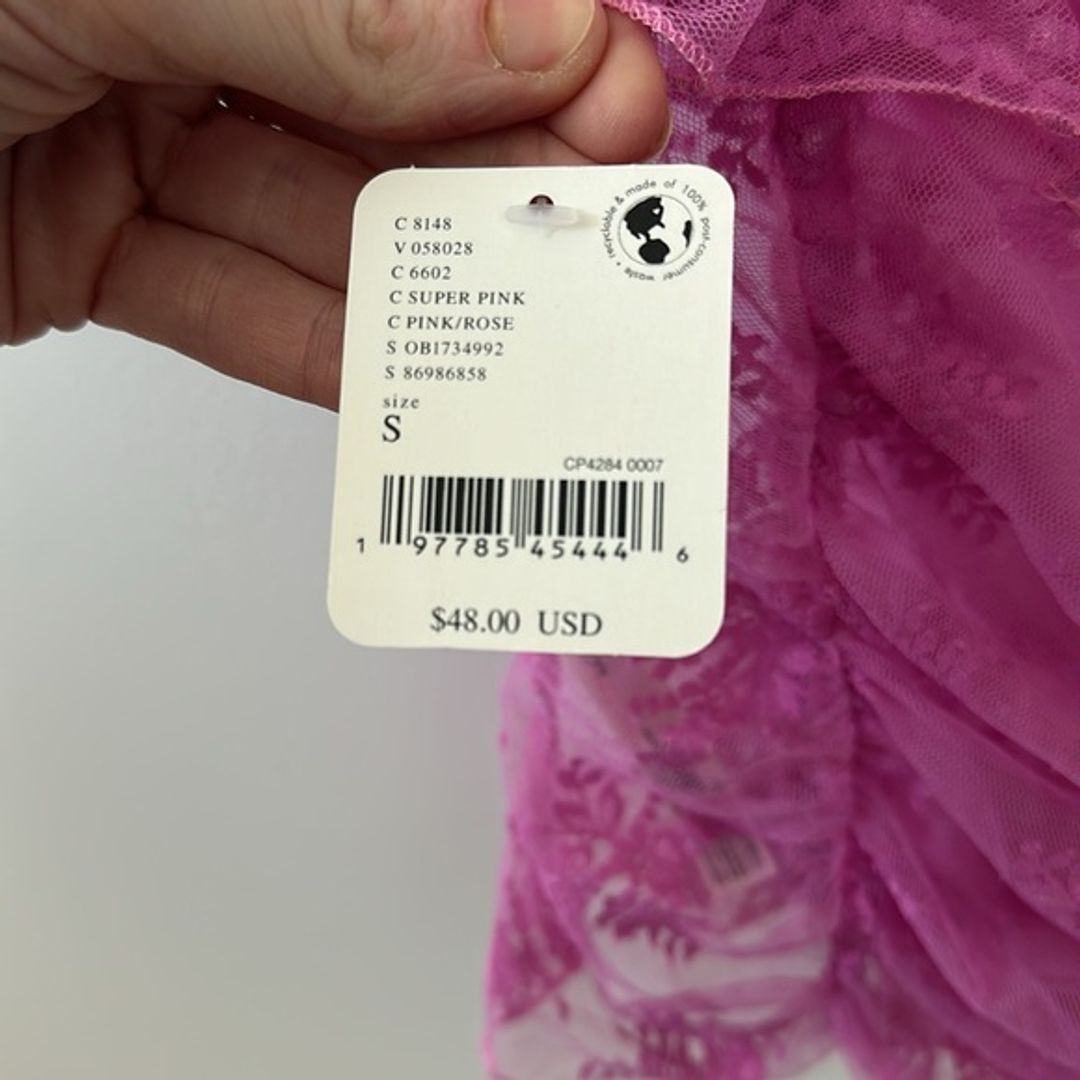 NWT Free People Pink Top with Flower Design