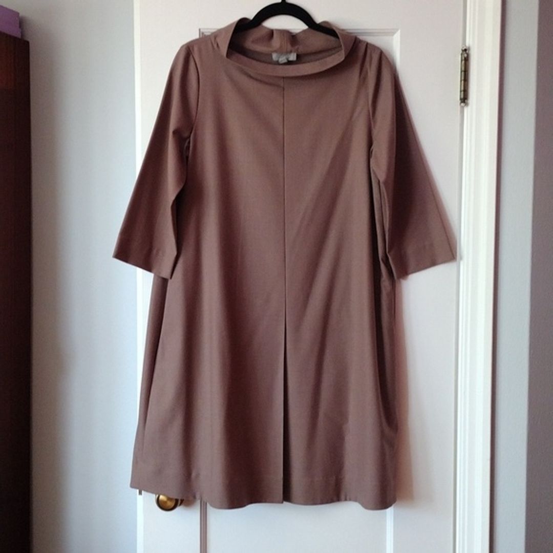 COS Wool Blend Shift Dress Dusty Rose Pink Stretch Minimalist Size 10