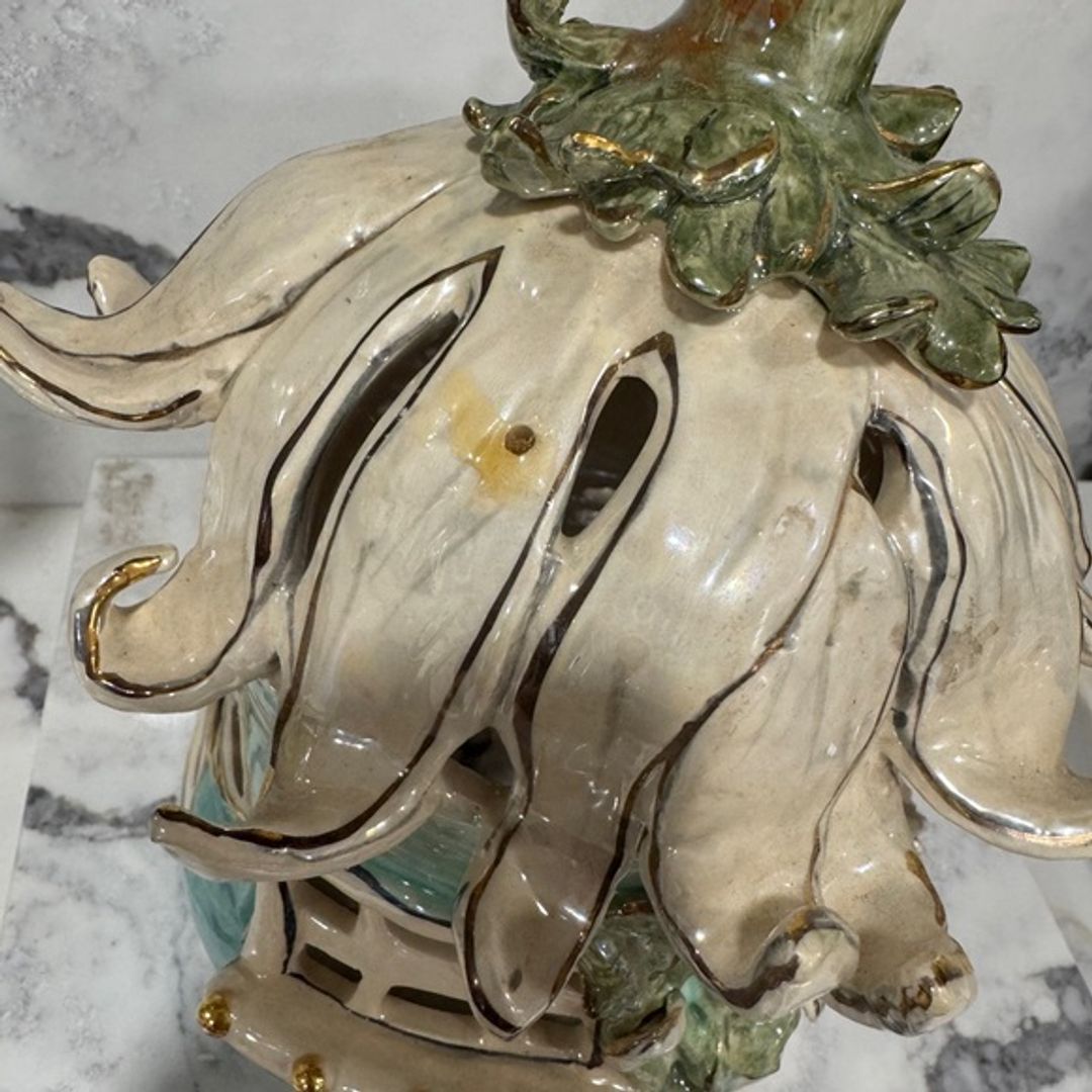 Heather Goldminc Blue Sky Tan Clayworks Tea Light Fairy House