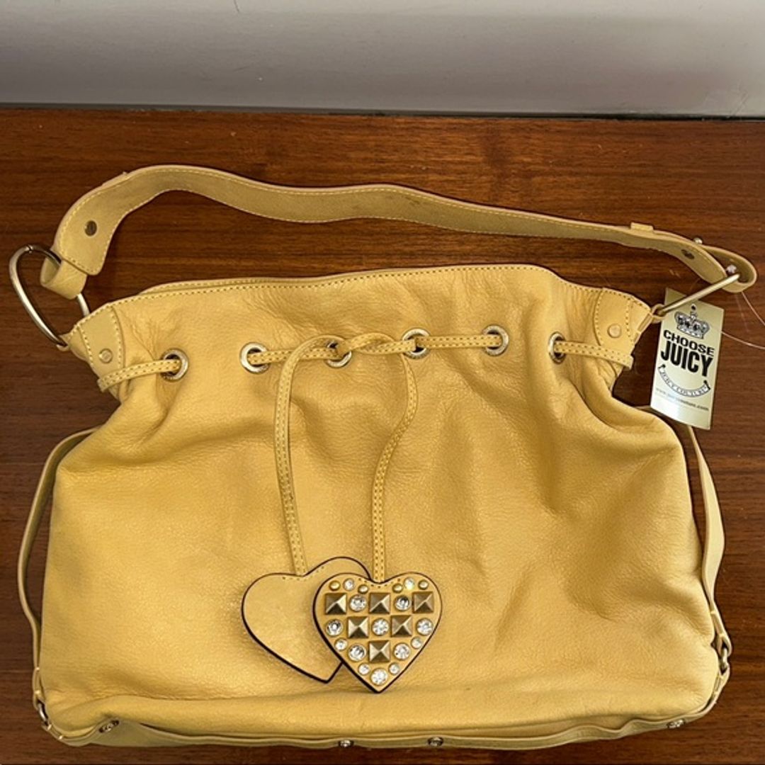 Juicy Couture Y2K Yellow Leather Shoulder Bag
