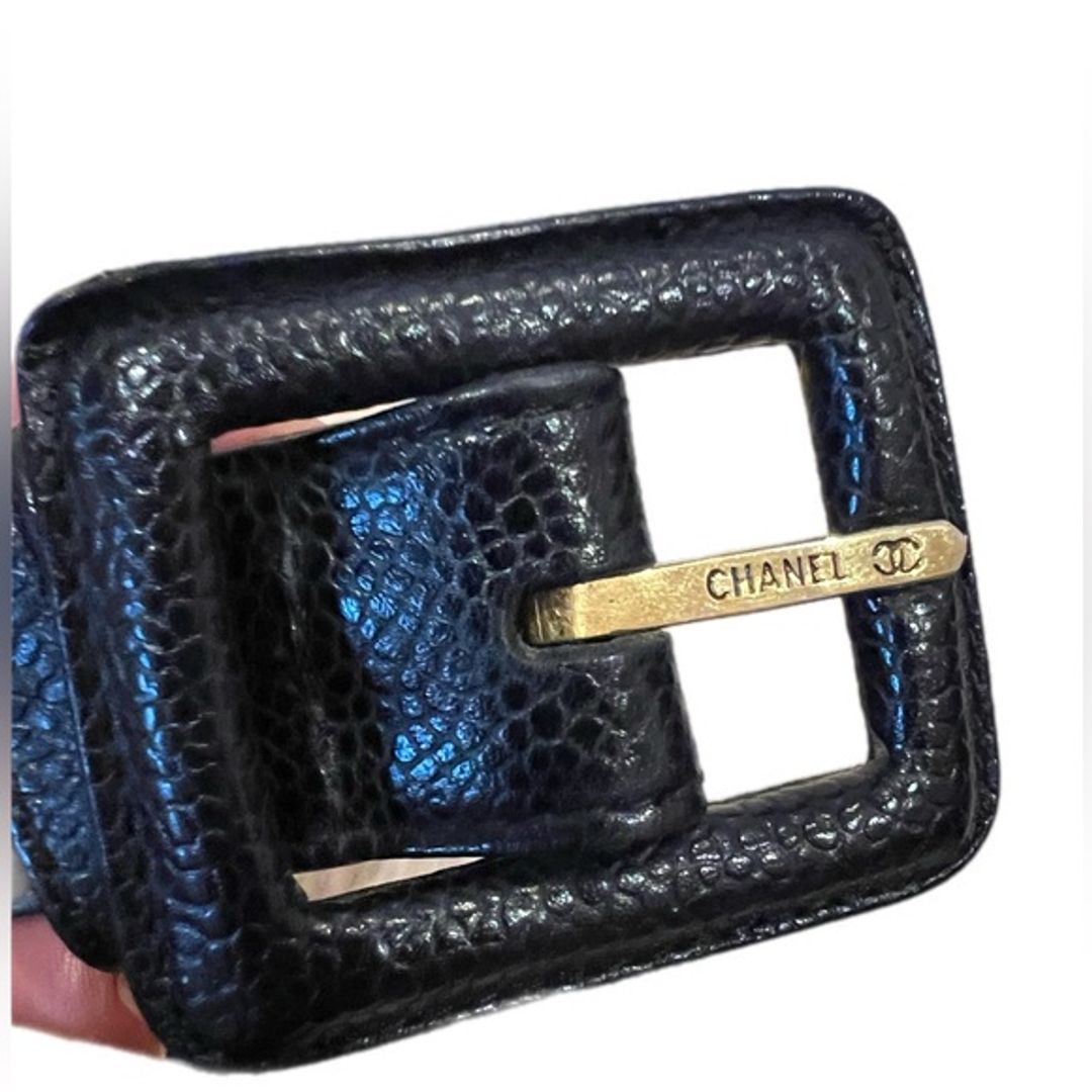 Chanel 1990s vintage black textured leather belt 80/32