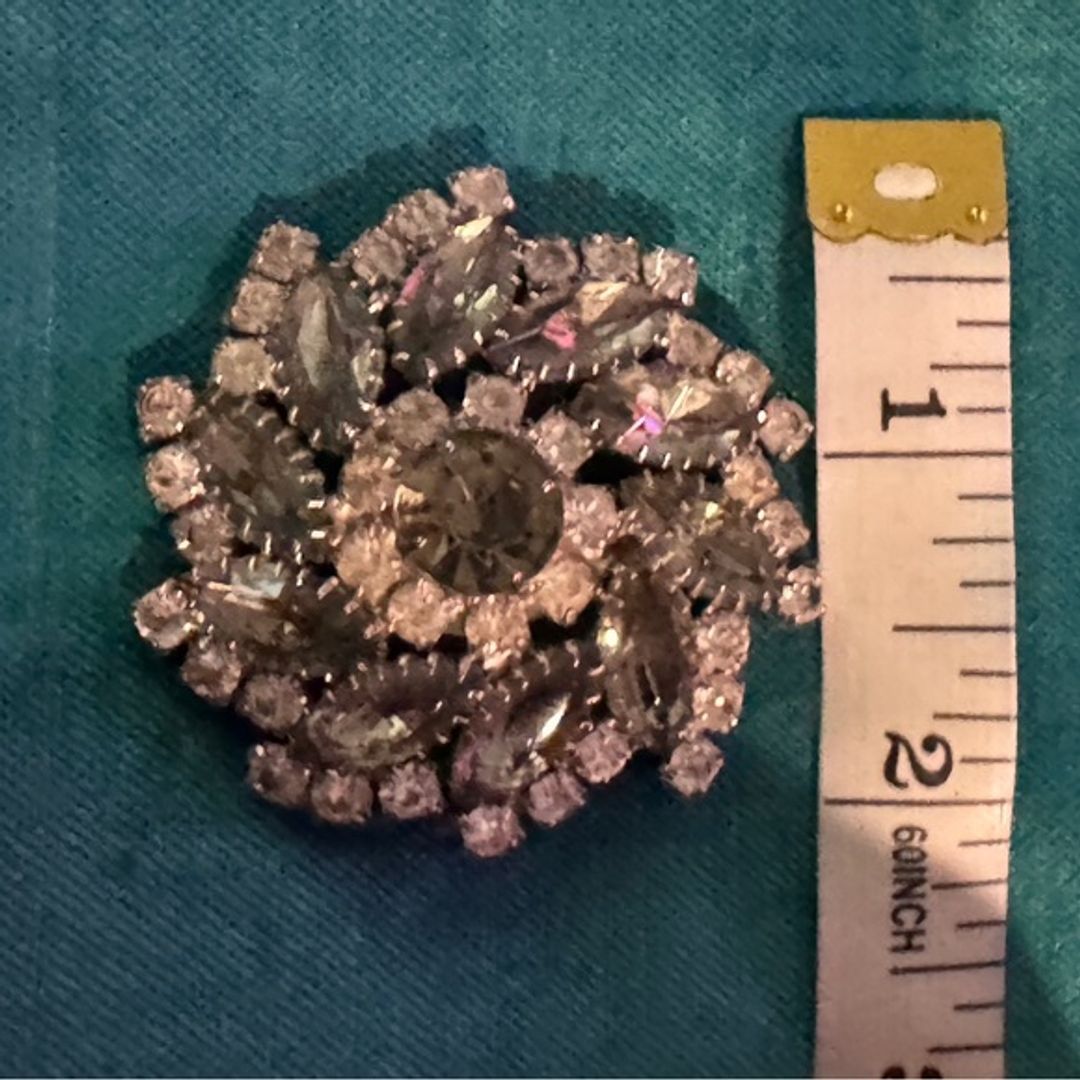 Vintage Silver and Gray Jeweled Brooch