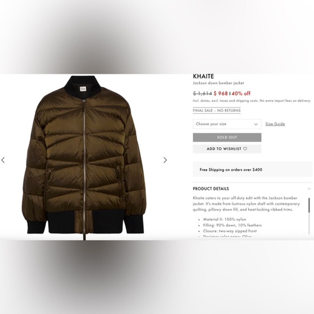 Khaite Jackson Down Bomber Puffer Jacket