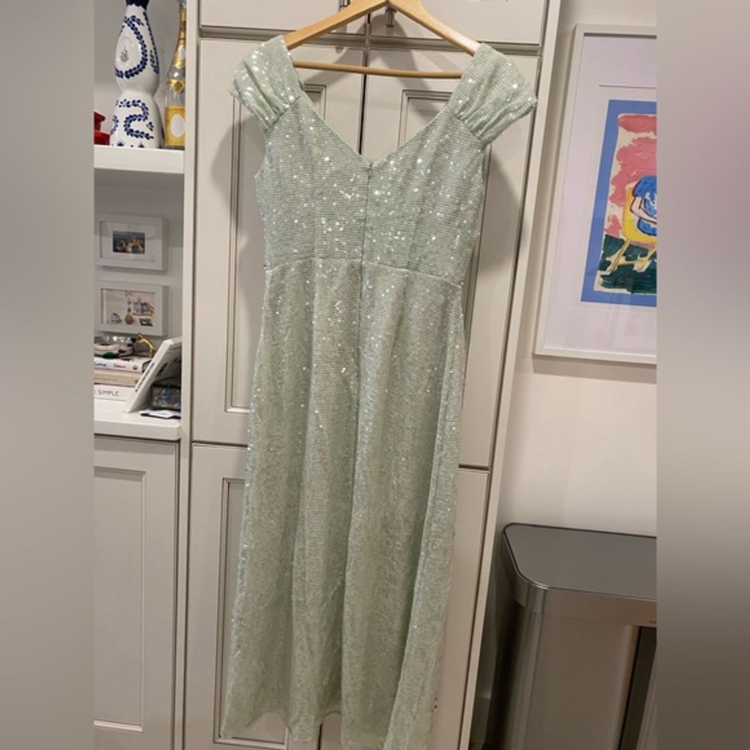 Erdem Mint Green Sequin & Embellished Dress