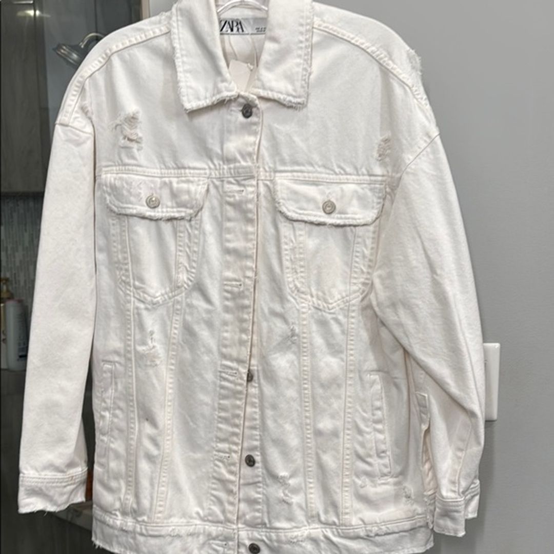 NWT Zara White Jean Jacket Oversized Fit