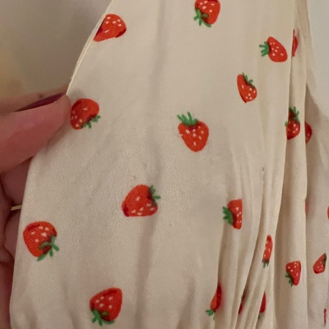 Zara Viral Strawberry Plunge V Neck Satin Dress