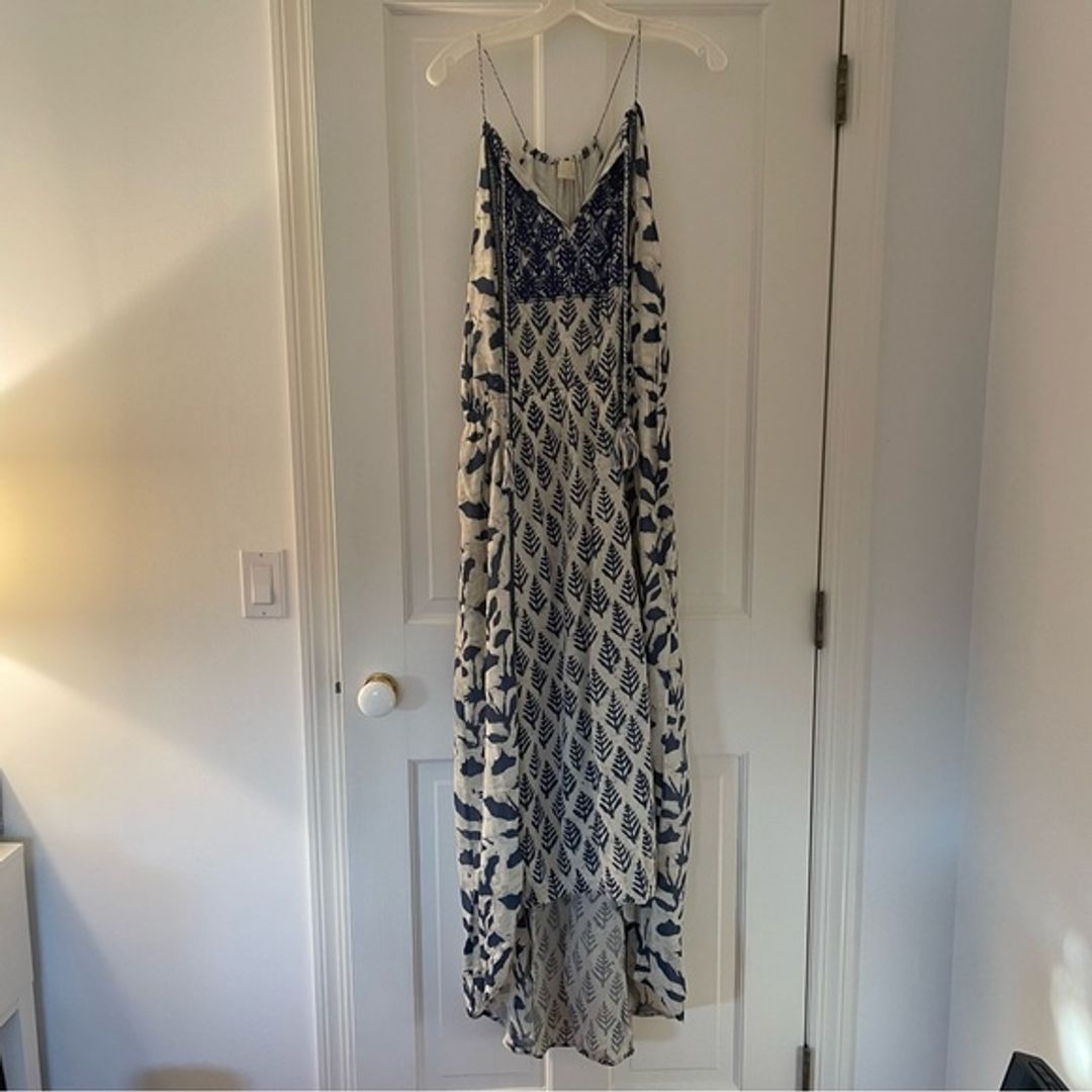 Love Sam Navy Blue Printed Maxi Dress (Size S) - Excellent Condition