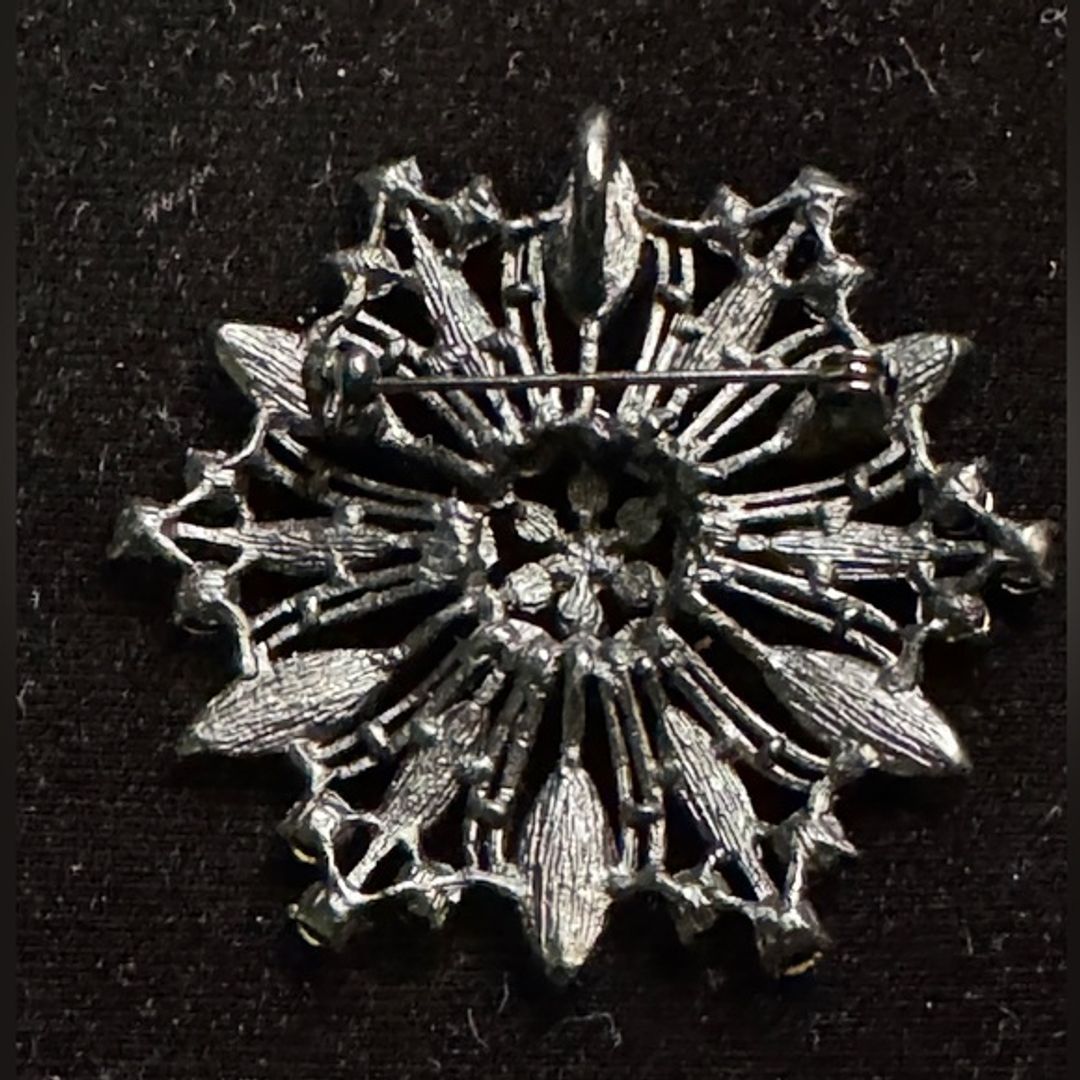 VTG Black and Silver Crystal Brooch
