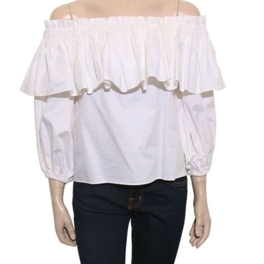 Alexis White Off the Shoulder Ruffle Top, M