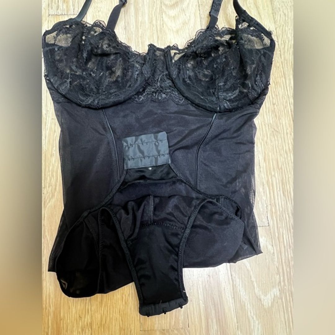 La Perla Vintage Malizia Black Mesh Nylon Lace Bodysuit