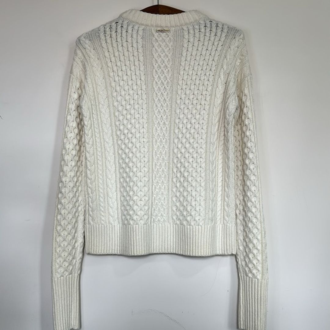NWT Michael Kors Chain-Trim Merino Wool and Cashmere Sweater - Cream