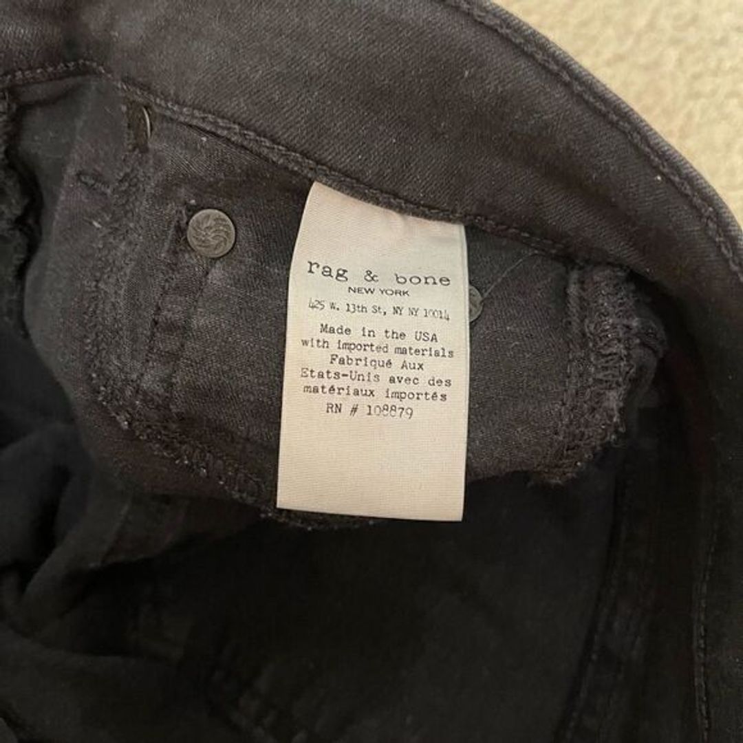 Rag & Bone / Jean size 26 black ripped jeans. Style: legging