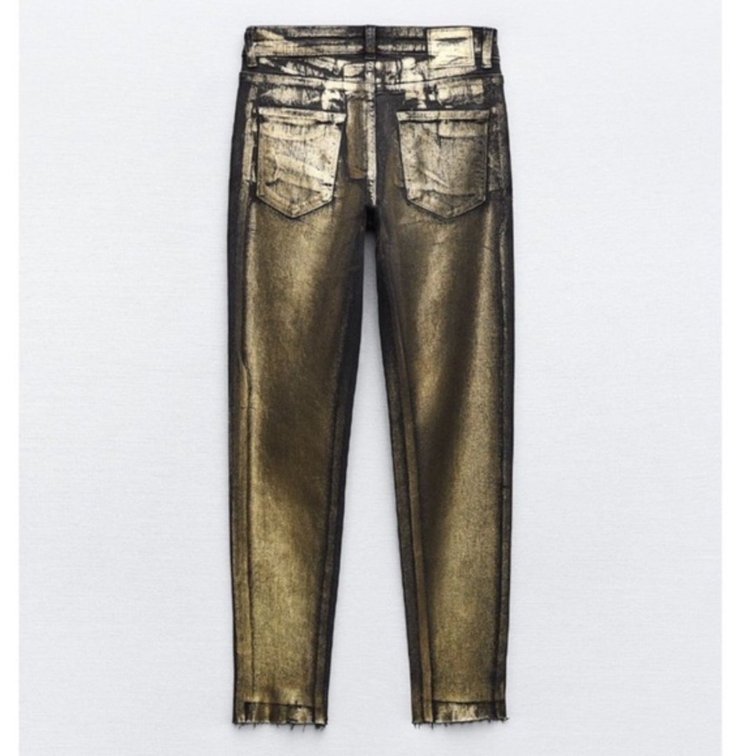 Zara Gold Foil and Black Skinny Jeans