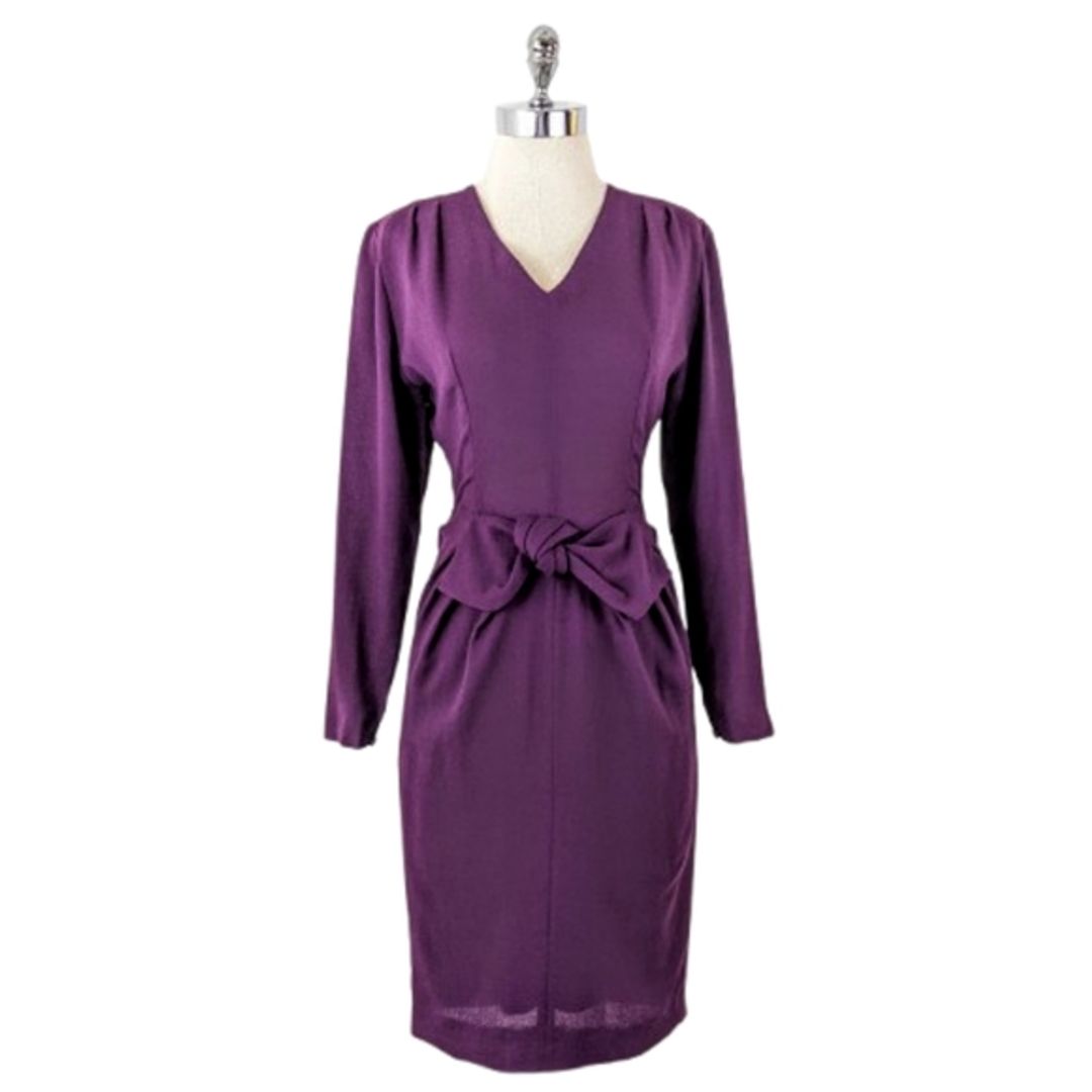 Guy Laroche Vintage 80's Sheath Dress with Bow Detail