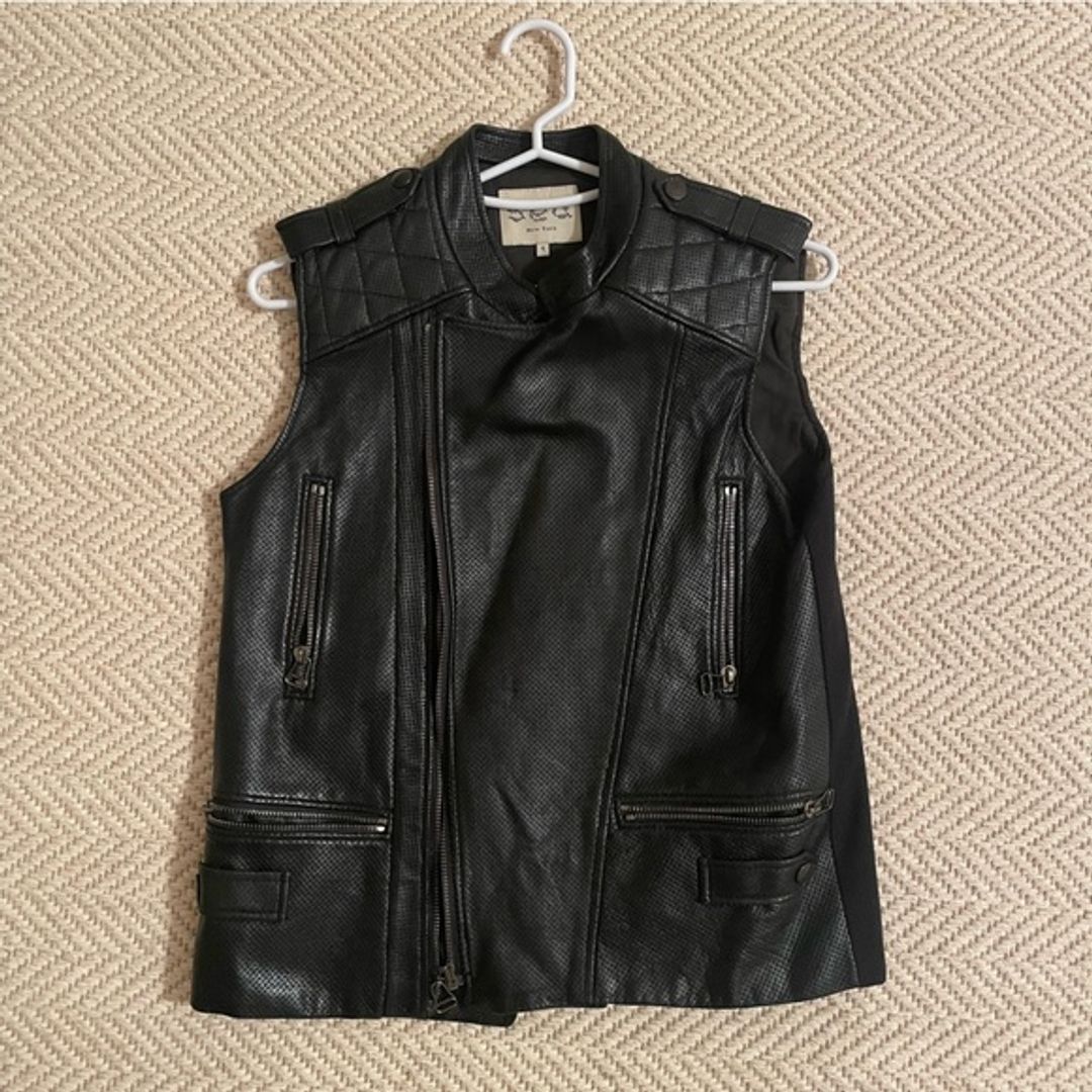 Sea New York leather moto vest