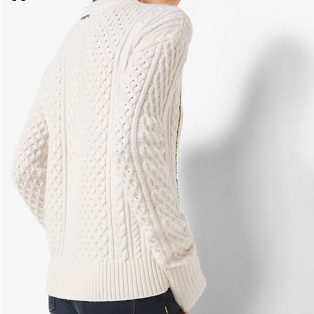 NWT Michael Kors Chain-Trim Merino Wool and Cashmere Sweater - Cream