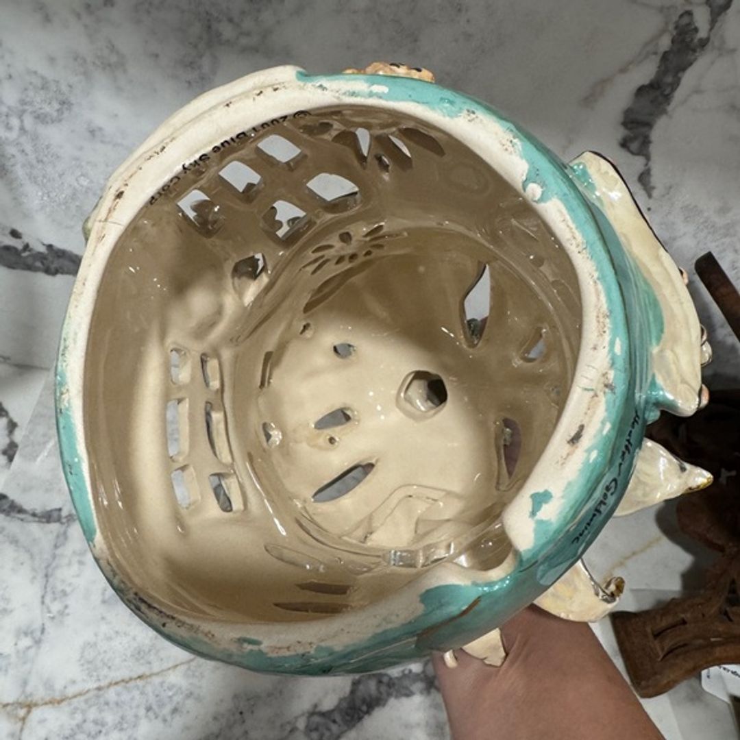 Heather Goldminc Blue Sky Tan Clayworks Tea Light Fairy House