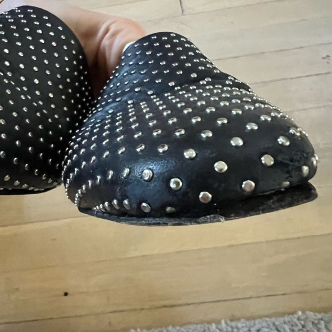 Jimmy Choo Globe Flat Black Nappa Flats with Silver Micro Studs