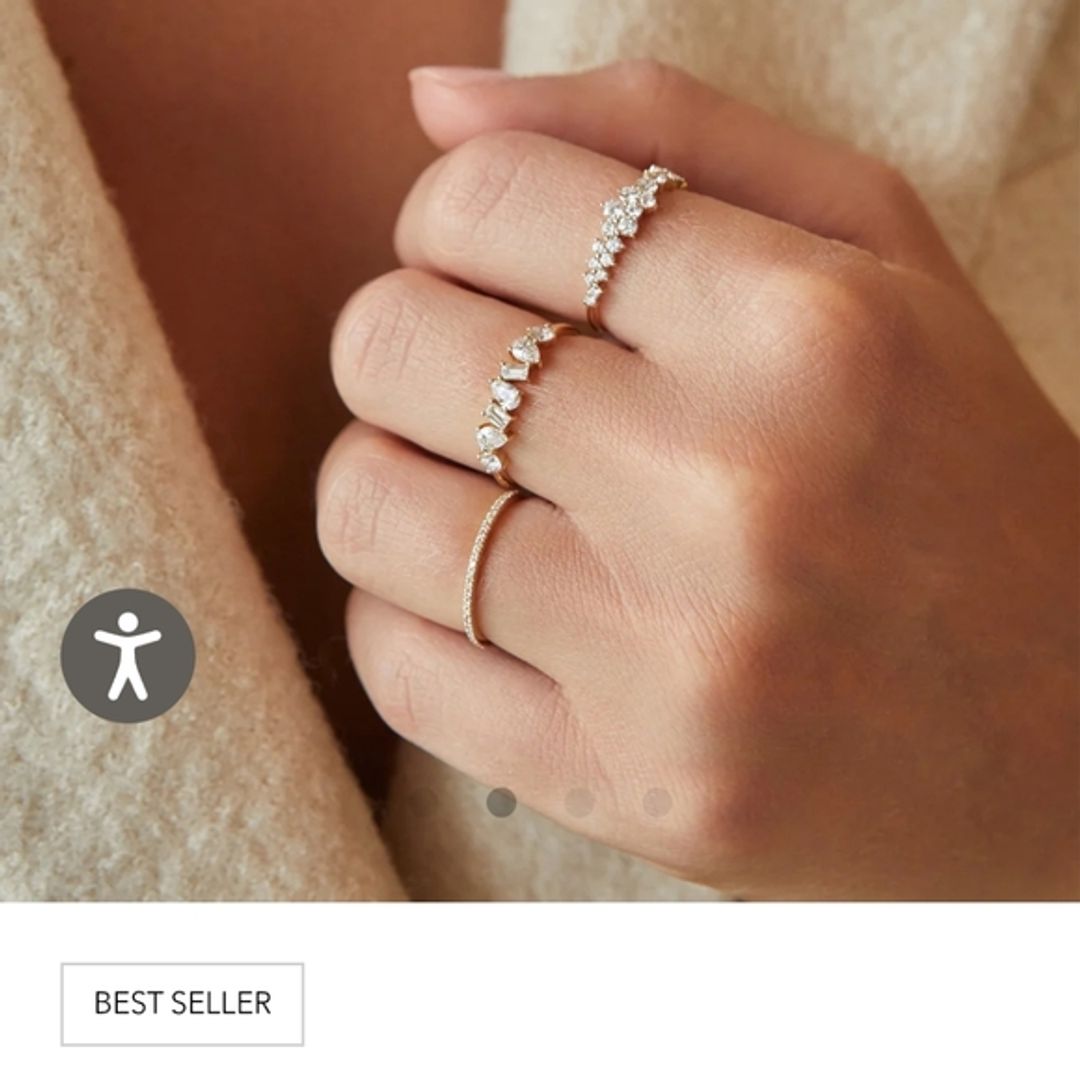 EF Collection White Gold Multifaceted Diamond Ring - Size 5 (One Size)