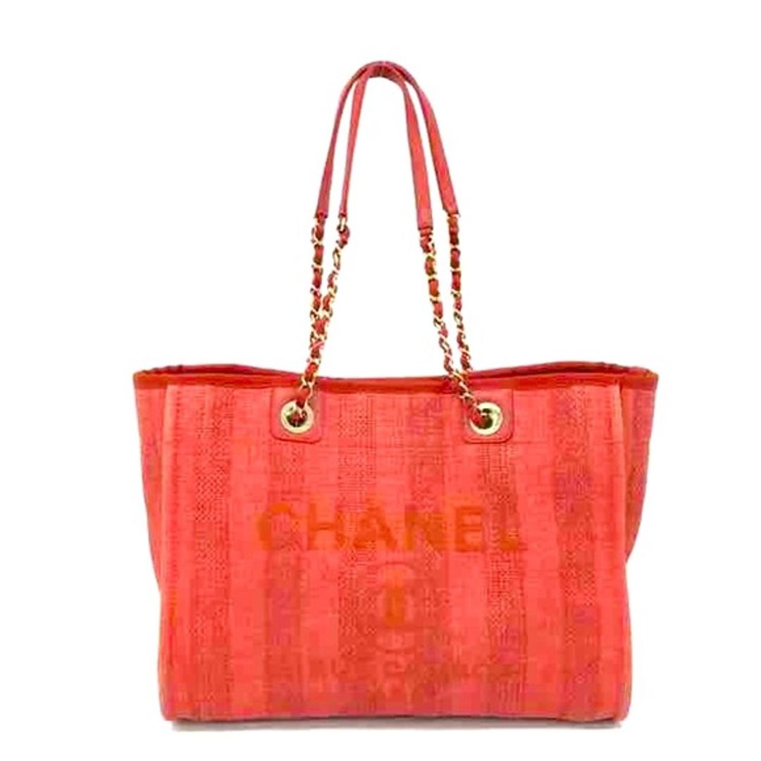 Deauville Canvas and Leather Tote in Red