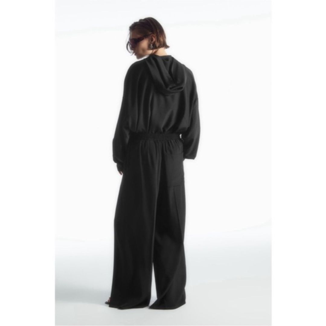 COS Black 100% Silk Wide Leg Trousers