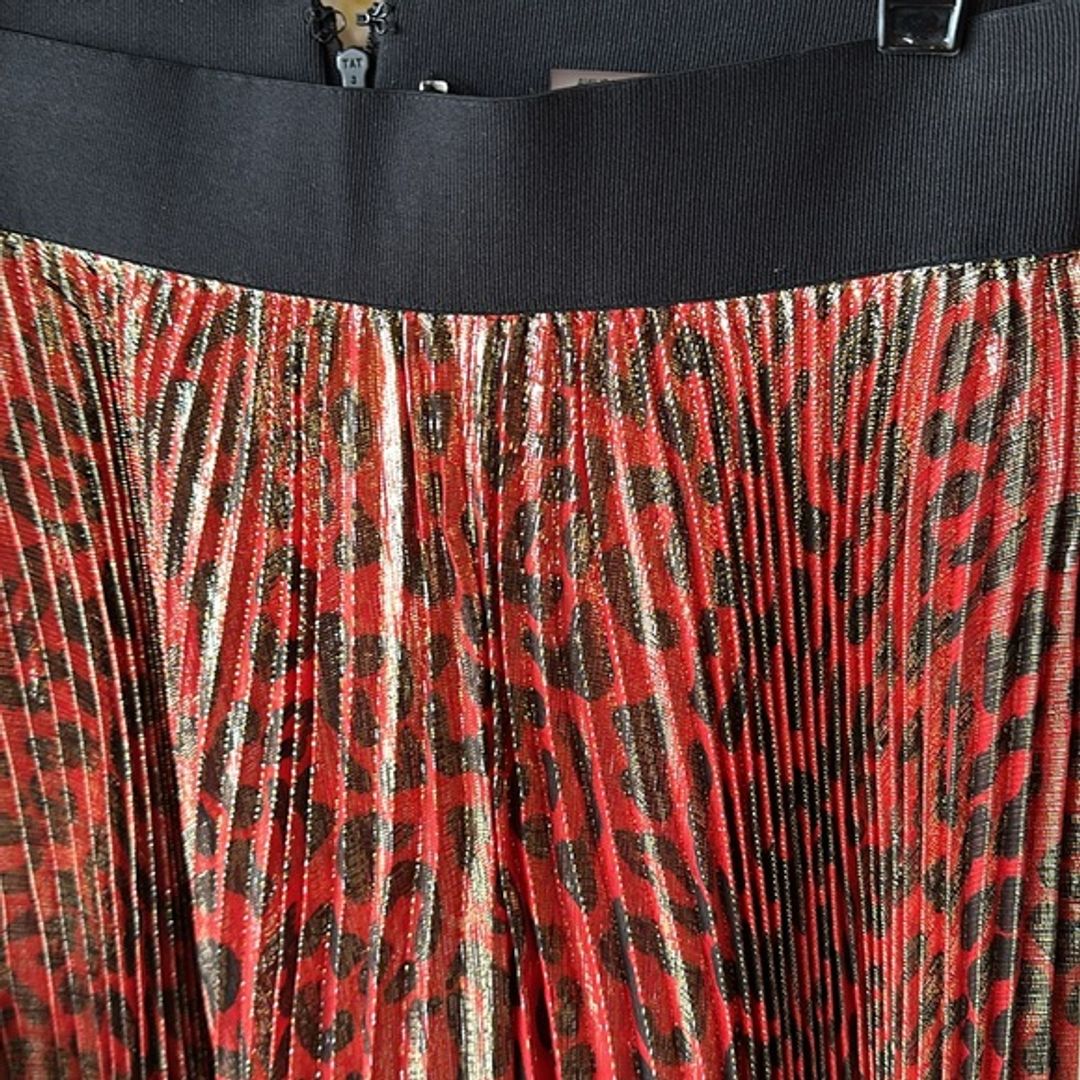 NWT Alice + Olivia Katz Metallic Leopard Print Pleated Maxi Skirt