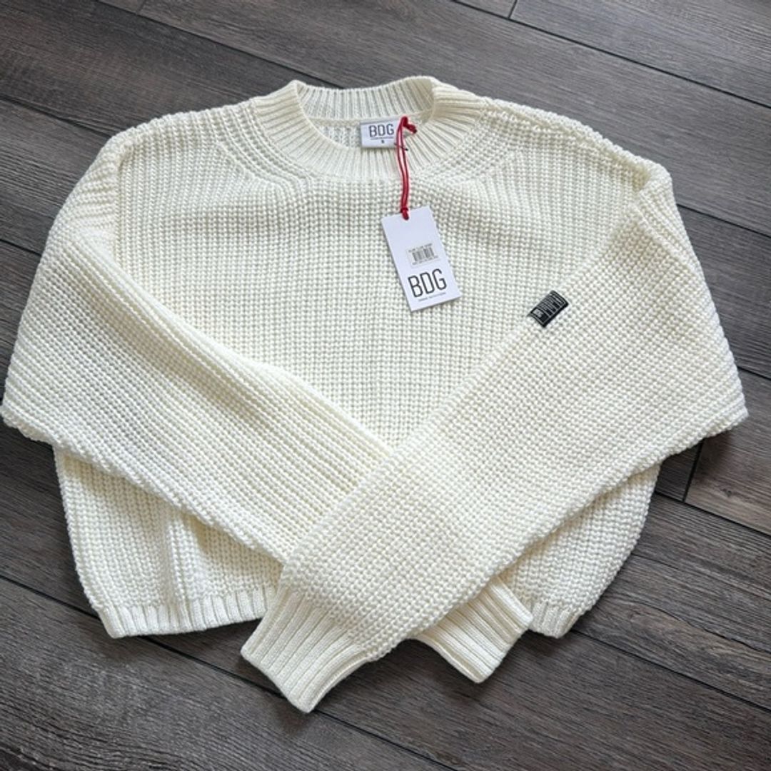 BDG Urban Outfitters cream ribbed cropped‎ sweater size small
