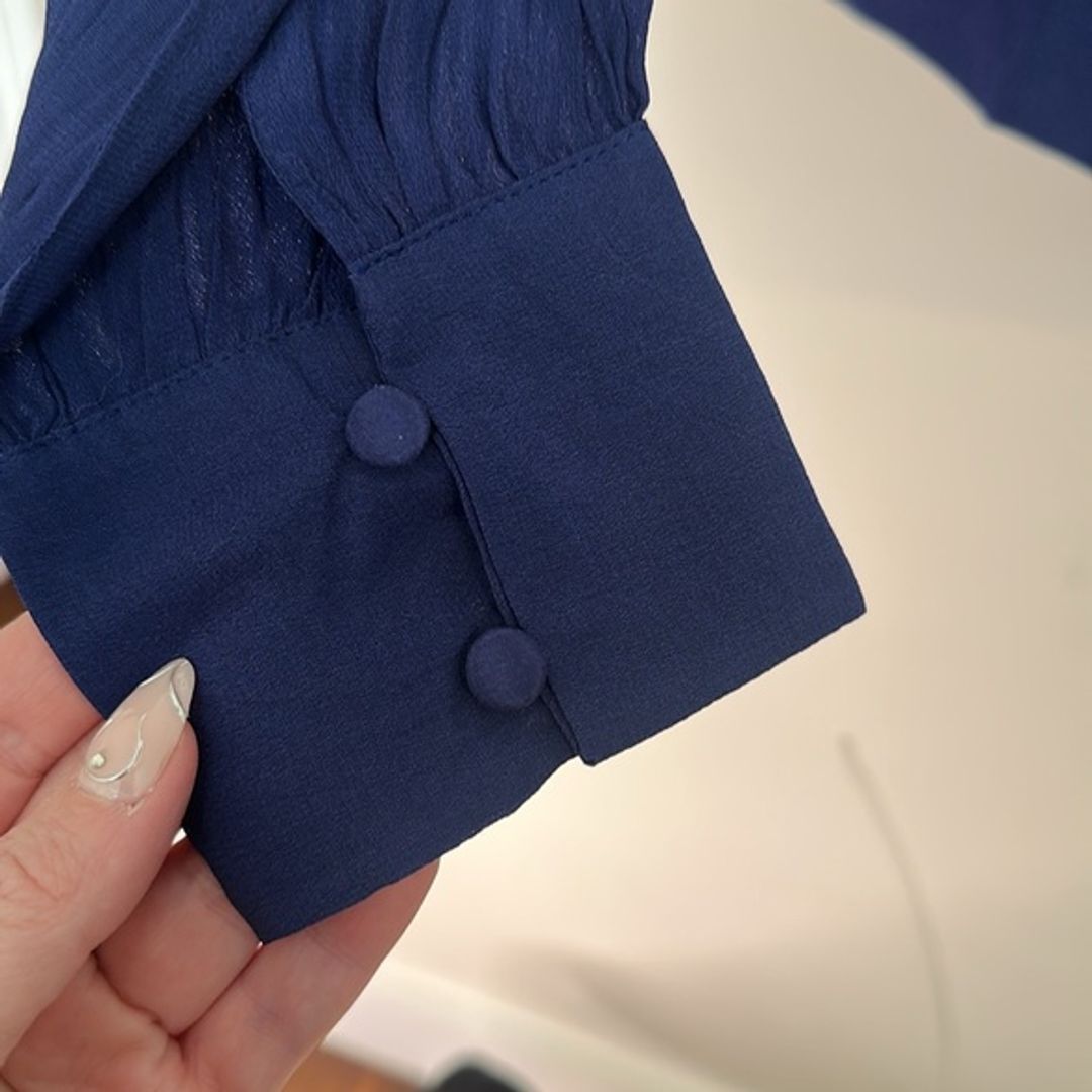 NWT Anthropologie Chloe Oliver Blue Floral Embroidered Tie Front Blouse