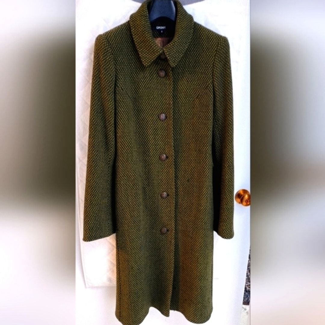 Donna Karan DKNY Green Wool Blend Maxi Coat