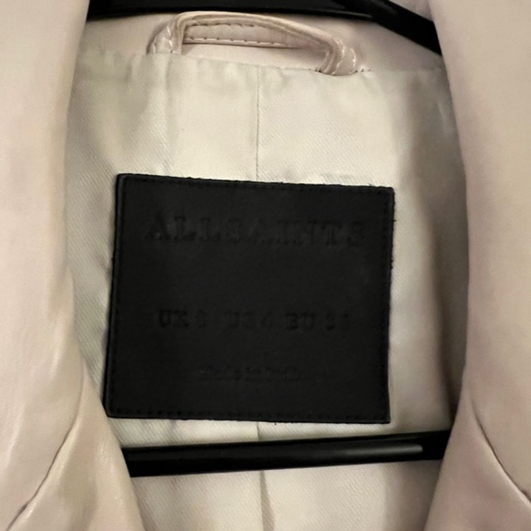 All Saints Dalby Cream Leather Motorcycle Biker Jacket