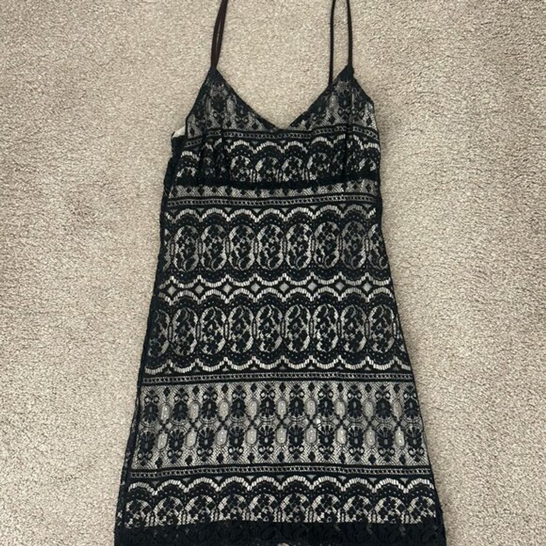 Bebe Black Lace Overlay Slip Dress