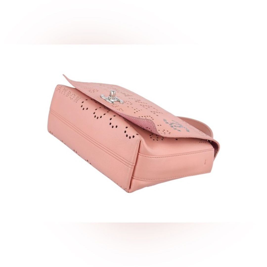 Chanel Leather Crossbody Perforated Eyelets Logo Mania Print Flap Bag