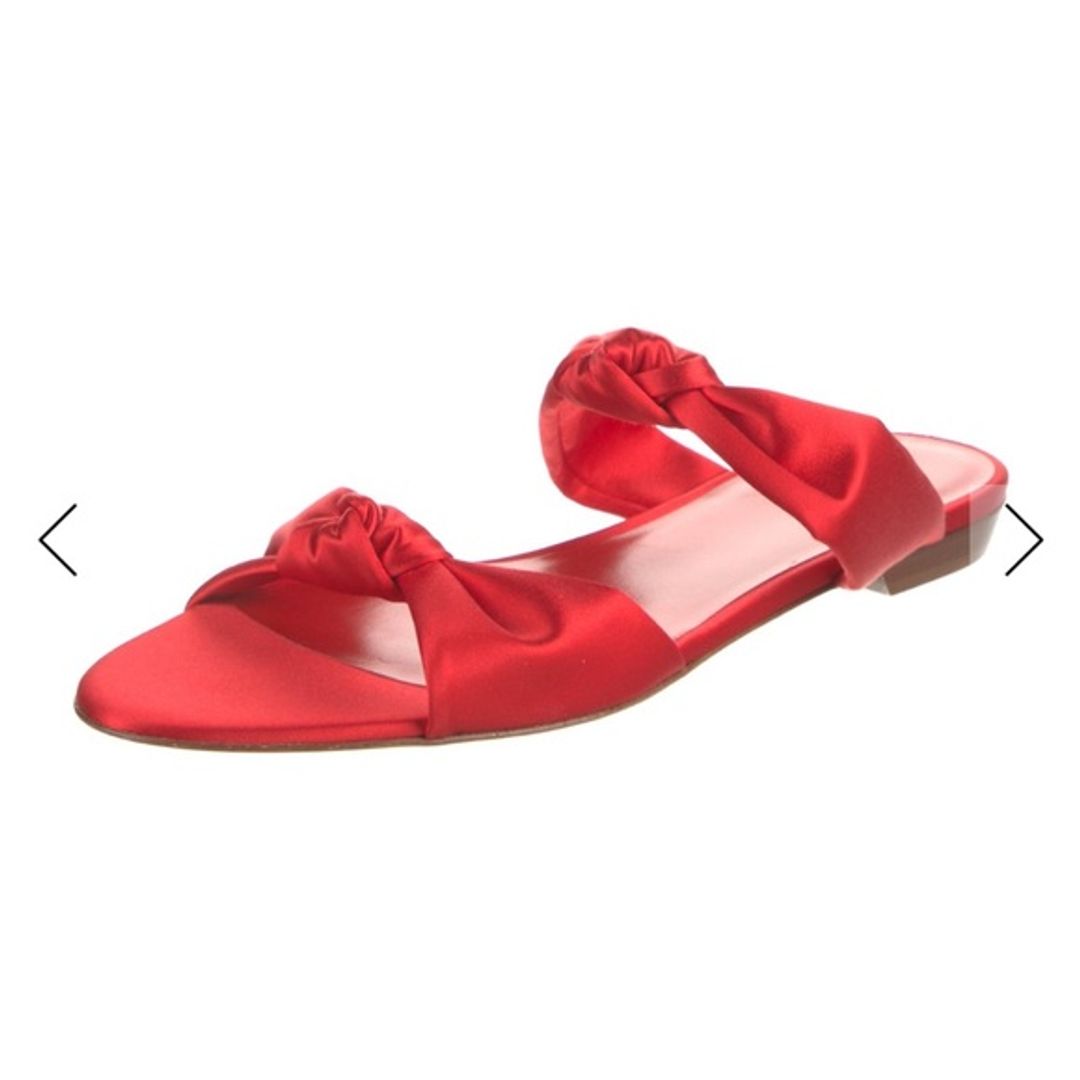 Le Monde Beryl Red Satin Bow Slides