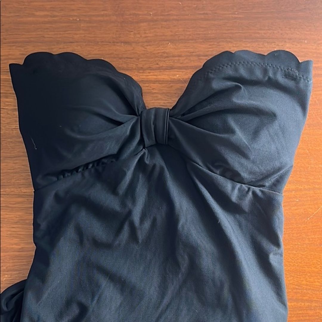 Kate Spade Black One Piece Swimsuit with Sweetheart Scalloped Neckline