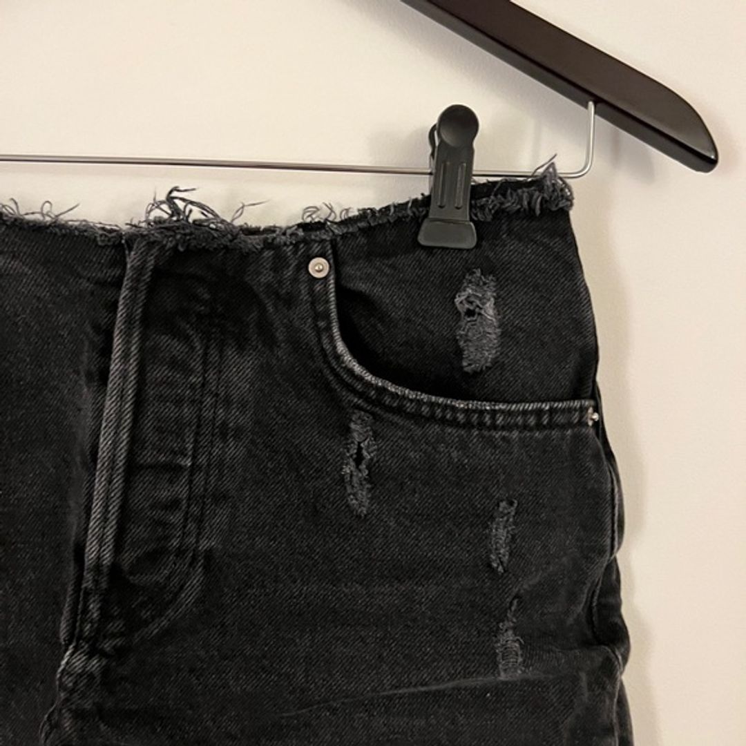 BDG Urban Outfitters Distressed Denim Raw Hem Black Skirt