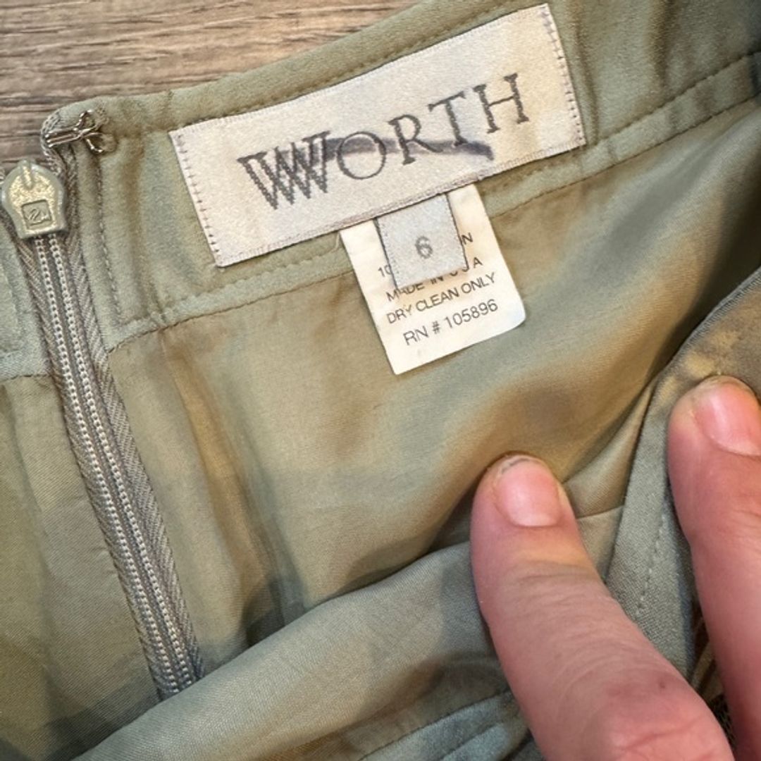 VTG Worth Green A-Line Skirt (Size 6)