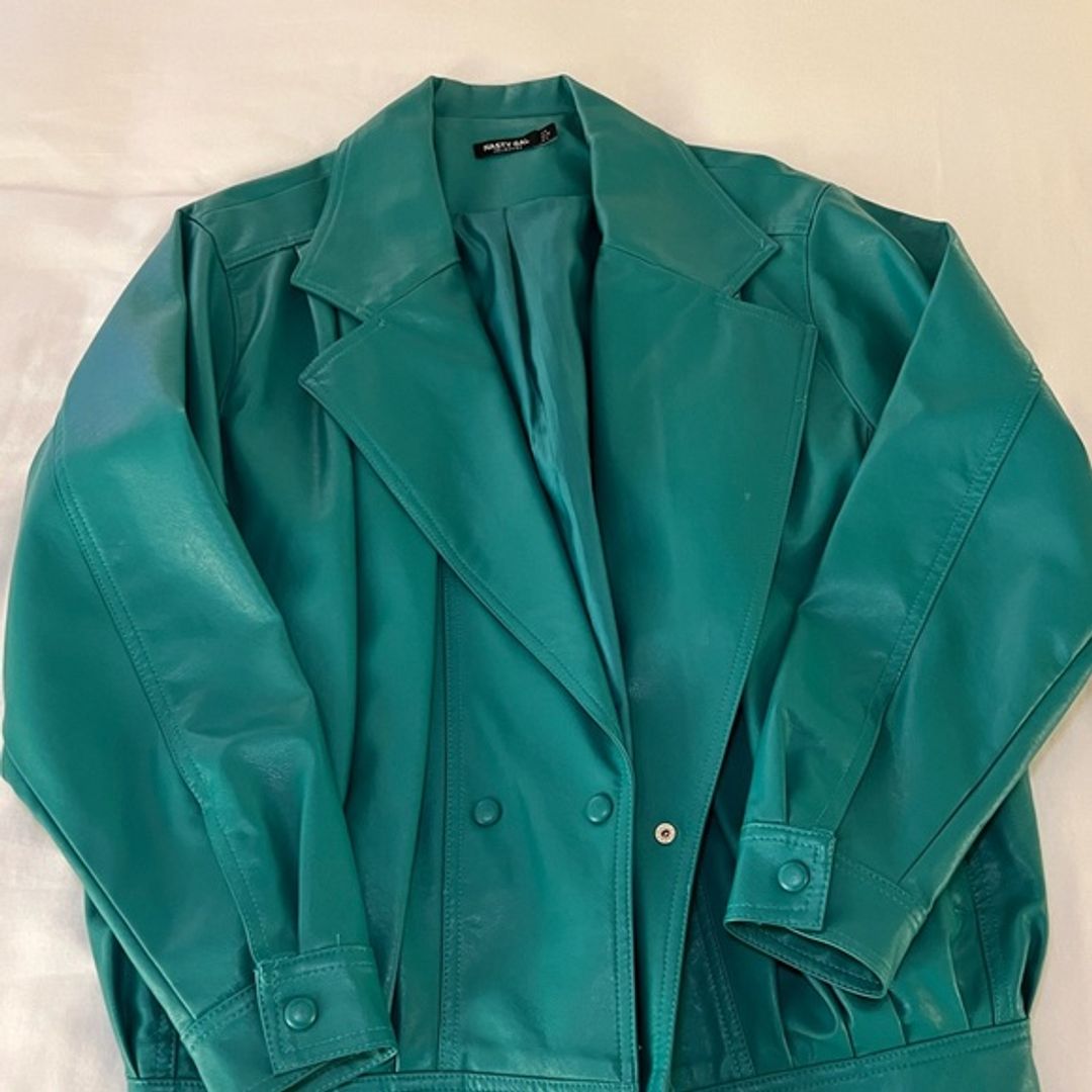 Nasty Gal Oversized Faux Leather Button Up Jacket