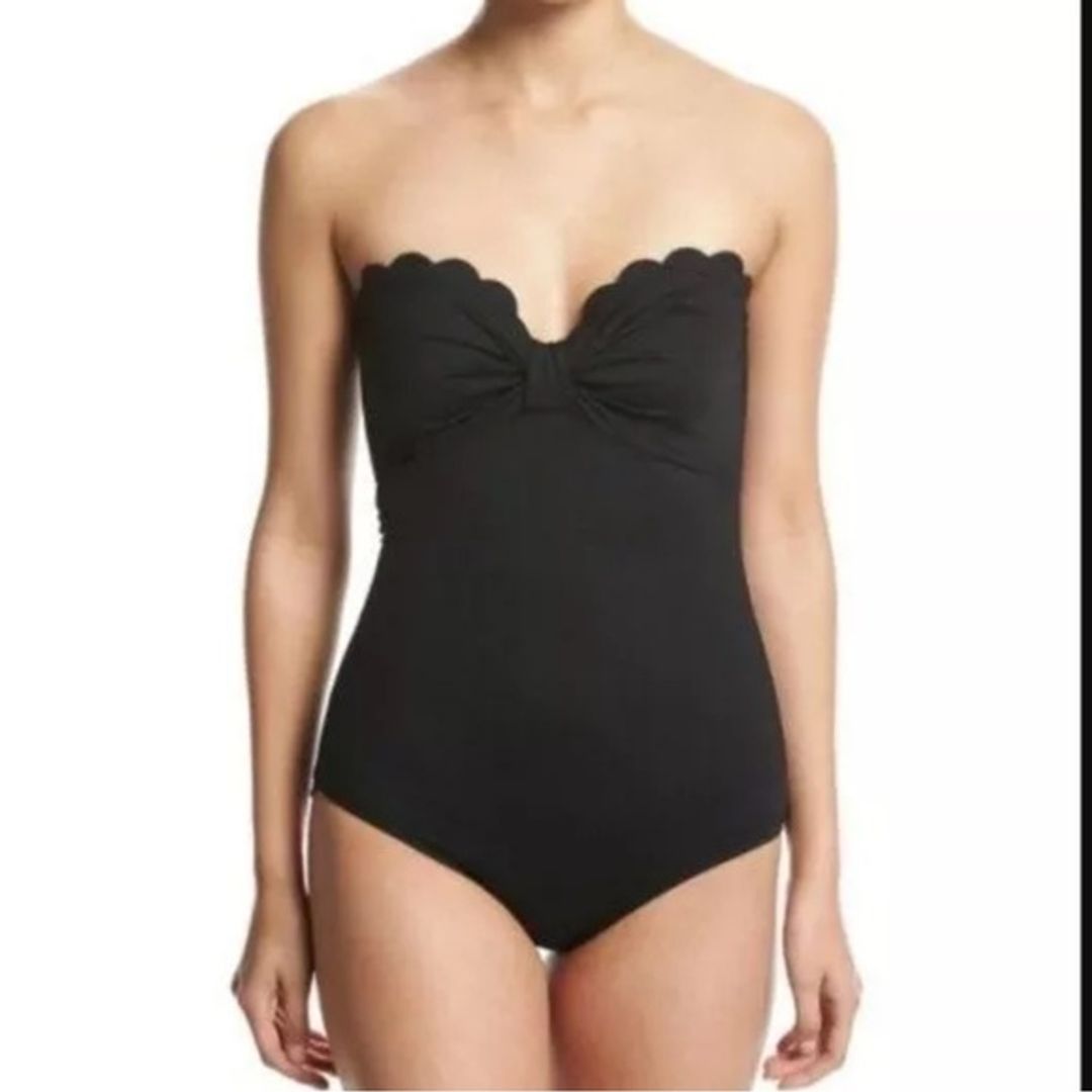 Kate Spade Black One Piece Swimsuit with Sweetheart Scalloped Neckline