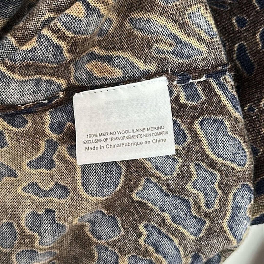 Tory Burch Merino Animal Print Cardigan Sweater