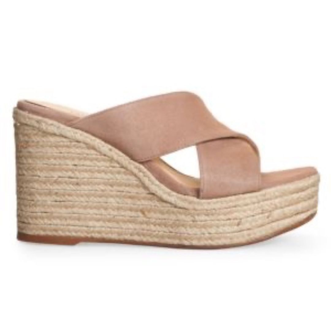 NWOT L’agence Valletta Leather Suede Espadrille Wedge Sandal Size 38
