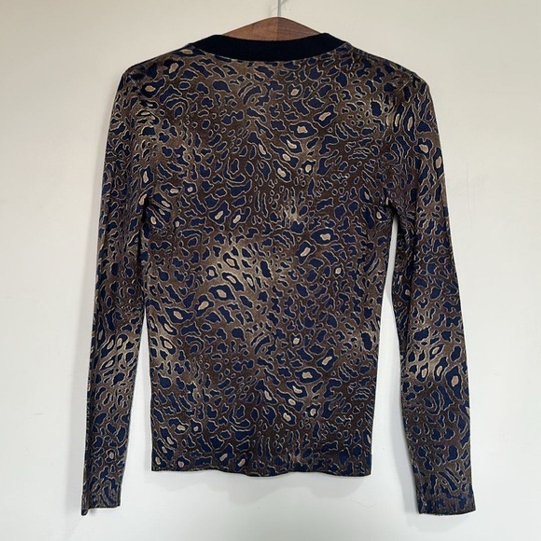 Tory Burch Merino Animal Print Cardigan Sweater