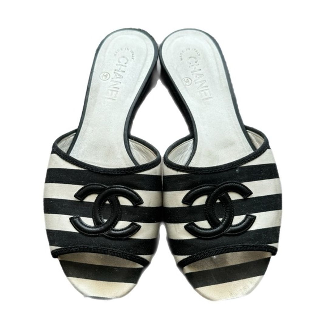 Chanel Black and White Sandals CC